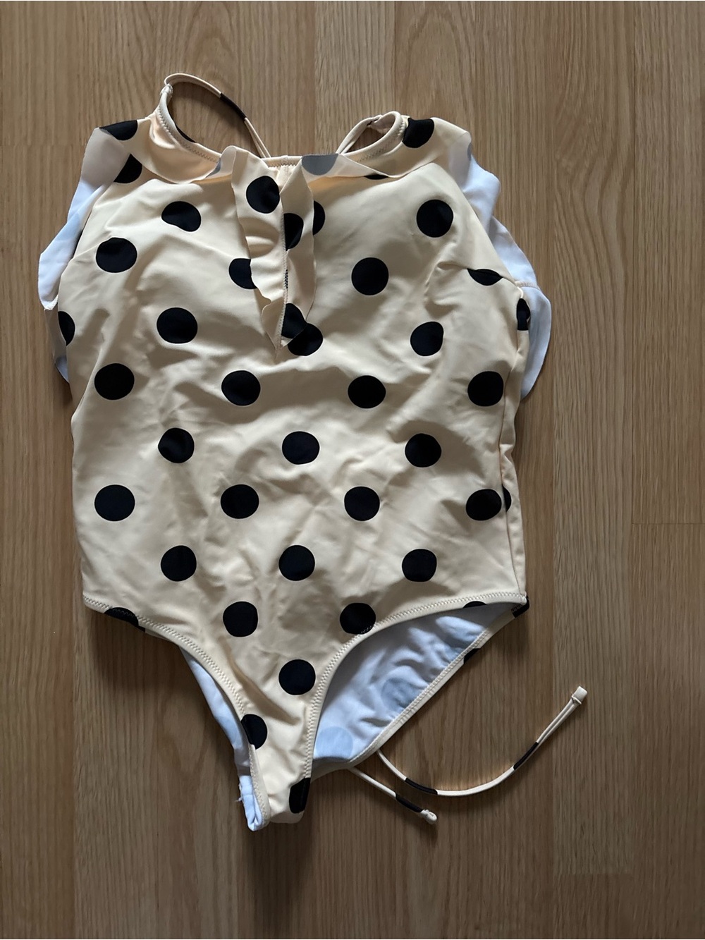 ICHI brand new medium- large Polka Dot One-Piece Swimsuit in Cream and Black
